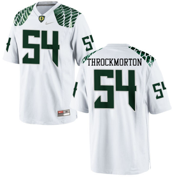 Men #54 Calvin Throckmorton Oregon Ducks College Football Jerseys-White